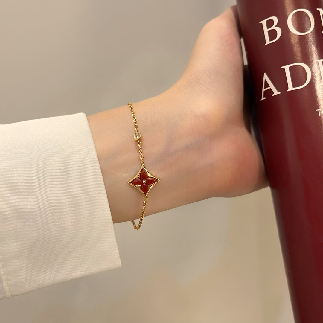 [Vera Jewelry]COLOR STAR CARNELIAN PINK GOLD DIAMOND BRACELET