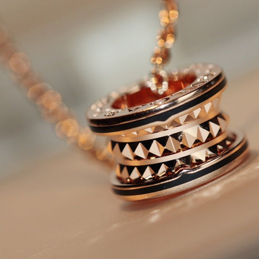 [Vera]ZERO 1 ROCK PEDANT PINK GOLD BLACK NECKLACE