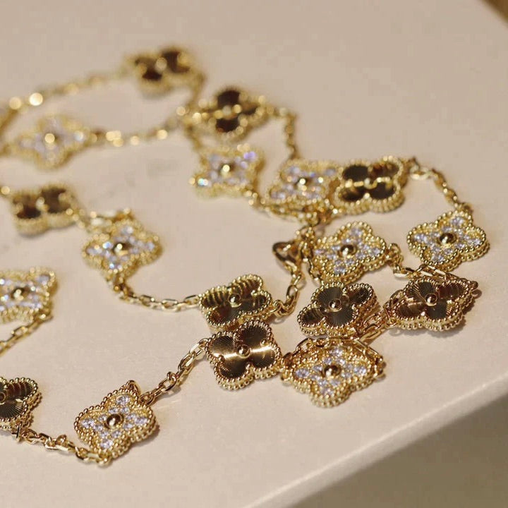 [Vera  Jewelry]CLOVER 20 MOTIFS LASER DIAMOND NECKLACE