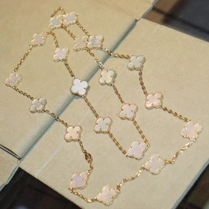 [Vera Jewelry]CLOVER 20 MOTIFS WHITE MOP NECKLACE