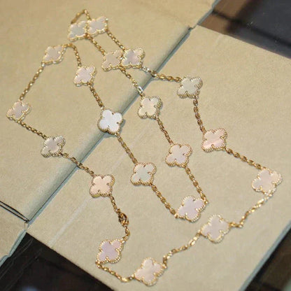 [Vera Jewelry]CLOVER 20 MOTIFS WHITE MOP NECKLACE