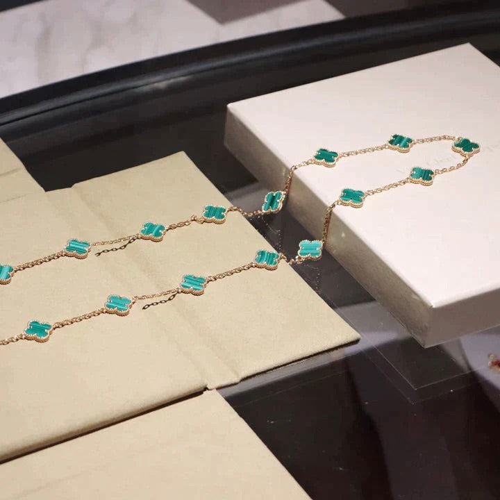 [Vera Jewelry]CLOVER 20 MOTIFS MALACHITE GOLD