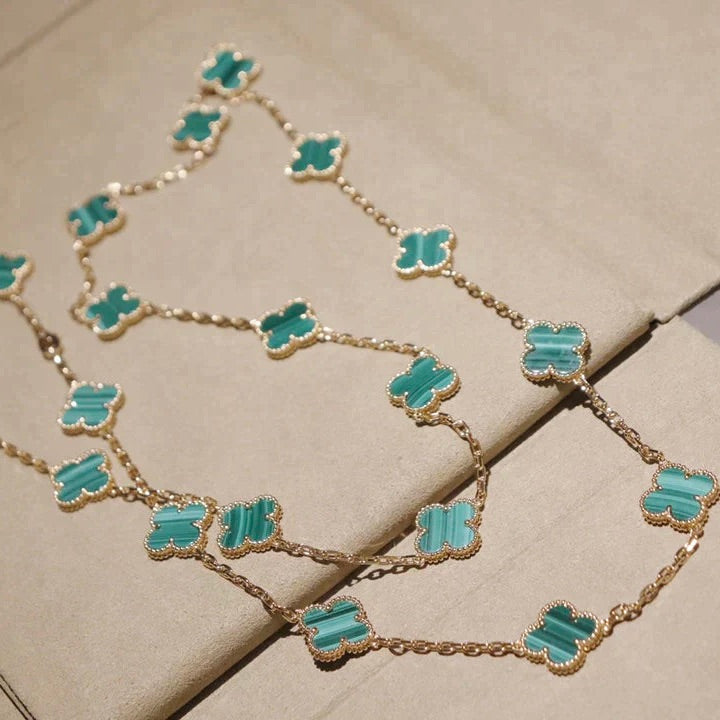 [Vera Jewelry]CLOVER 20 MOTIFS MALACHITE GOLD