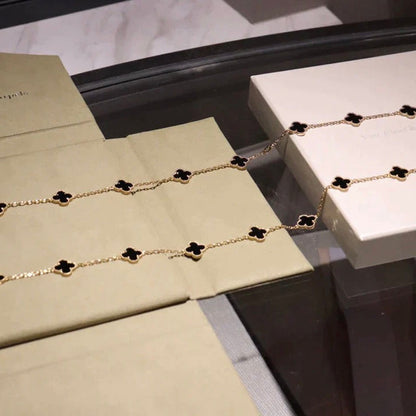 [Vera  Jewelry]CLOVER 20 MOTIFS ONYX NECKLACE