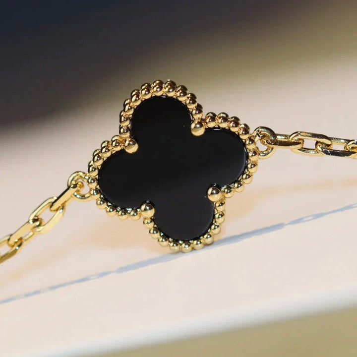 [Vera  Jewelry]CLOVER 20 MOTIFS ONYX NECKLACE