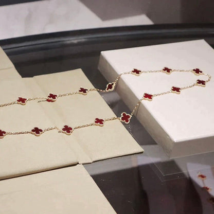 [Vera Jewelry]CLOVER 20 MOTIFS CARNELIAN NECKLACE