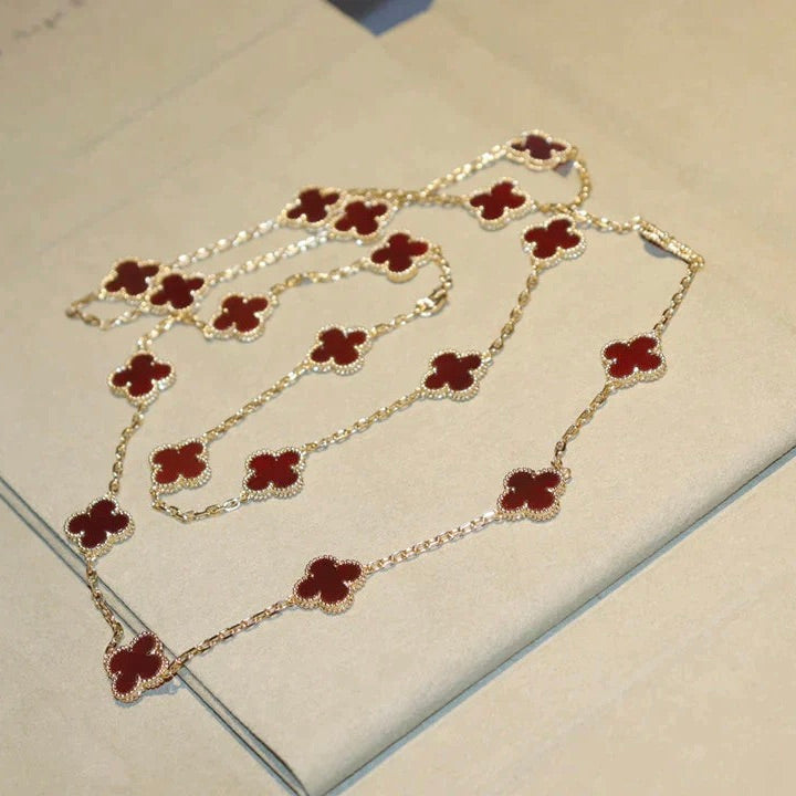[Vera Jewelry]CLOVER 20 MOTIFS CARNELIAN NECKLACE