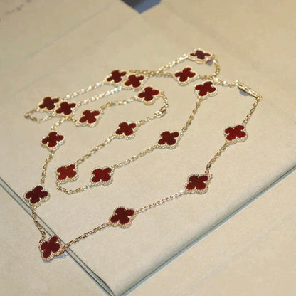 [Vera Jewelry]CLOVER 20 MOTIFS CARNELIAN NECKLACE