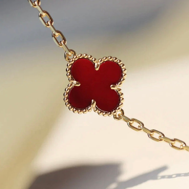 [Vera Jewelry]CLOVER 20 MOTIFS CARNELIAN NECKLACE