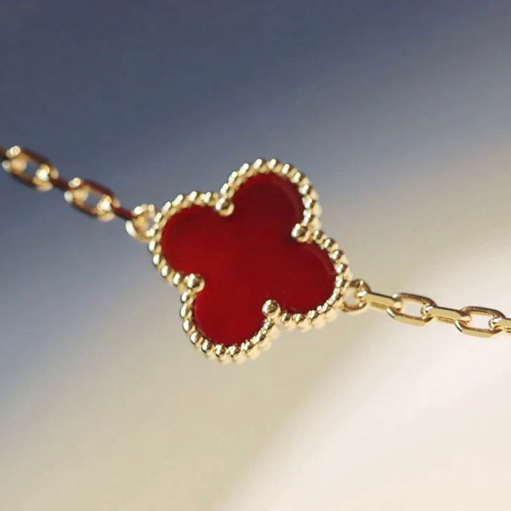 [Vera Jewelry]CLOVER 20 MOTIFS CARNELIAN NECKLACE