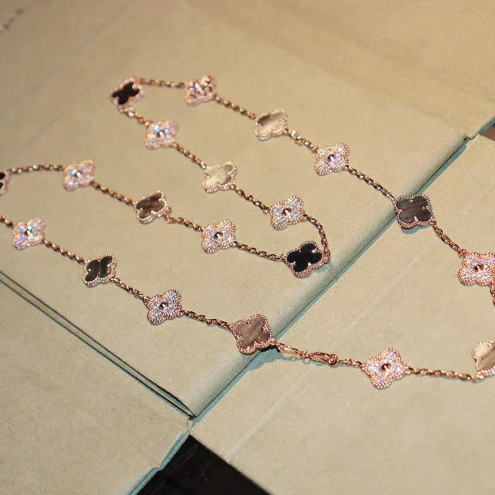 [Vera Jewelry]CLOVER 20 MOTIFS DARK MOP DIAMOND  NECKLACE