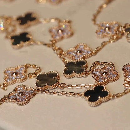 [Vera Jewelry]CLOVER 20 MOTIFS DARK MOP DIAMOND  NECKLACE