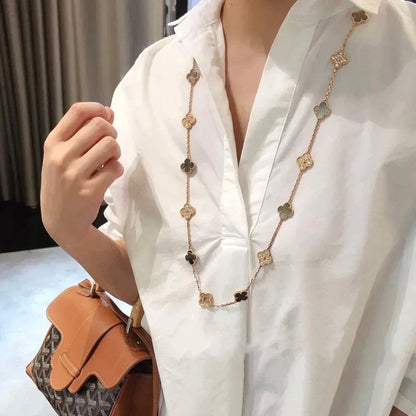 [Vera Jewelry]CLOVER 20 MOTIFS DARK MOP DIAMOND  NECKLACE