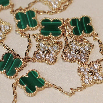 [Vera  Jewelry]CLOVER 20 MOTIFS MALACHITE DIAMOND NECKLACE