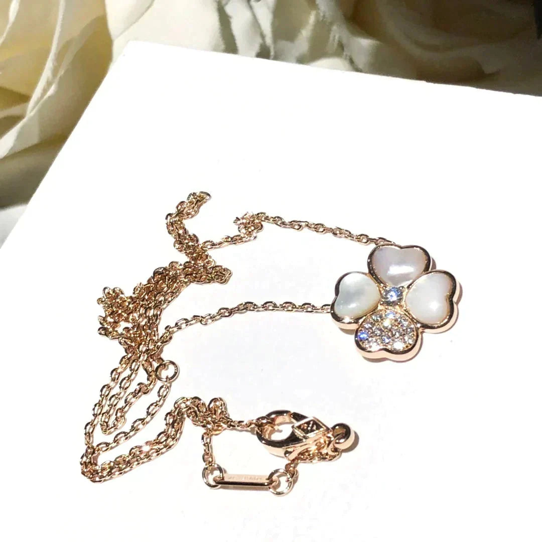 [Vera  Jewelry]CLOVER MOP DIAMOND ROSE GOLD NECKLACE