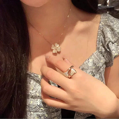 [Vera  Jewelry]CLOVER MOP DIAMOND ROSE GOLD NECKLACE