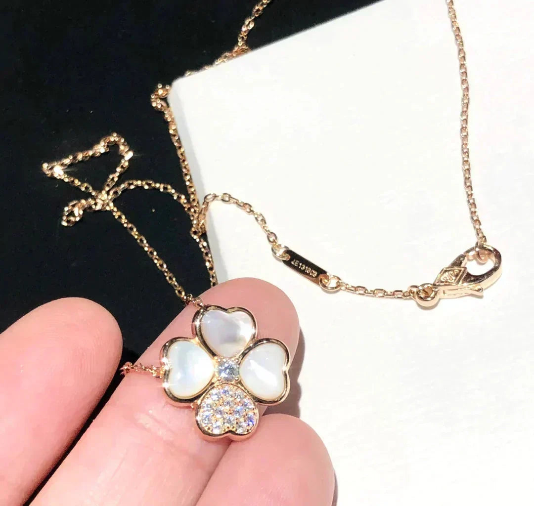 [Vera  Jewelry]CLOVER MOP DIAMOND ROSE GOLD NECKLACE