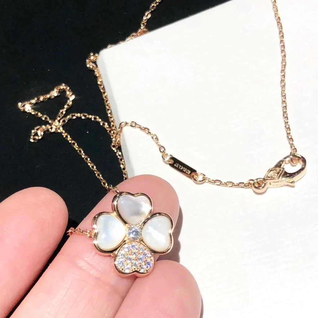 [Vera  Jewelry]CLOVER MOP DIAMOND ROSE GOLD NECKLACE