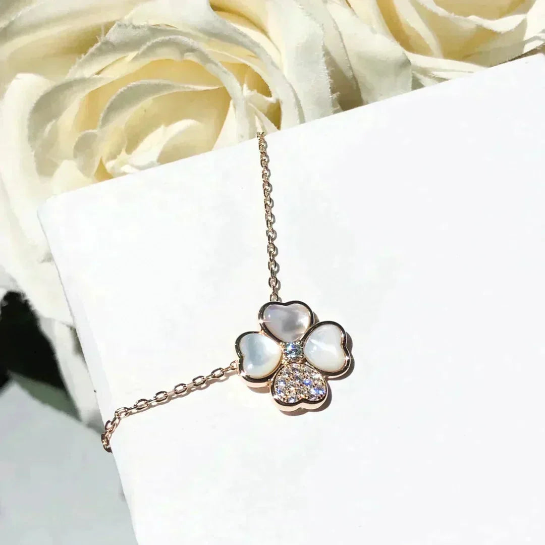 [Vera  Jewelry]CLOVER MOP DIAMOND ROSE GOLD NECKLACE