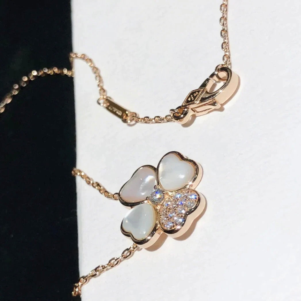 [Vera  Jewelry]CLOVER MOP DIAMOND ROSE GOLD NECKLACE
