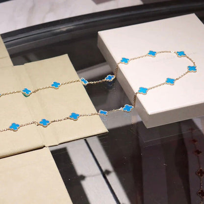[Vera Jewelry]CLOVER 20 MOTIFS BLUE AGATE GOLD