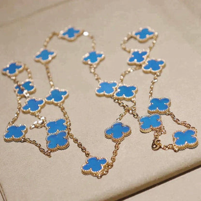 [Vera Jewelry]CLOVER 20 MOTIFS BLUE AGATE GOLD