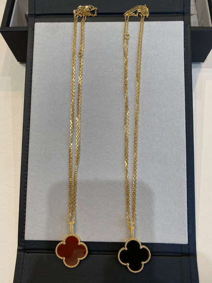 [Vera Jewelry]CLOVER 25MM NECKLACE GOLD CARNELIAN