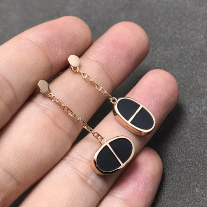 [Vera Jewelry]CHAINE VERSO BLACK CERAMIC SILVER EARRINGS