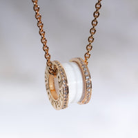 [Vera Jewelry]ZERO 1 WHITE CERAMIC PINK GOLD DIAMOND NECKLACE