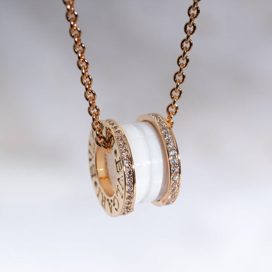 [Vera]ZERO 1 WHITE CERAMIC PINK GOLD DIAMOND NECKLACE