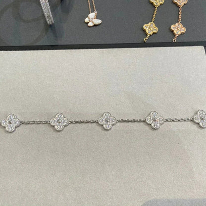 [Vera  Jewelry]LUCKY CLOVER 5-MOTIF BRACELET - FULL-DIAMOND