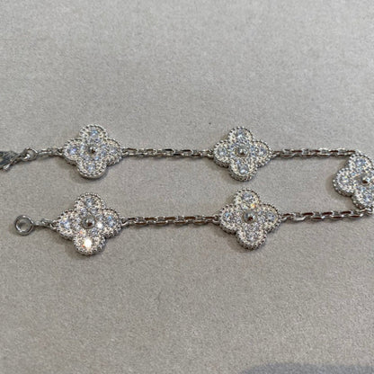 [Vera  Jewelry]LUCKY CLOVER 5-MOTIF BRACELET - FULL-DIAMOND