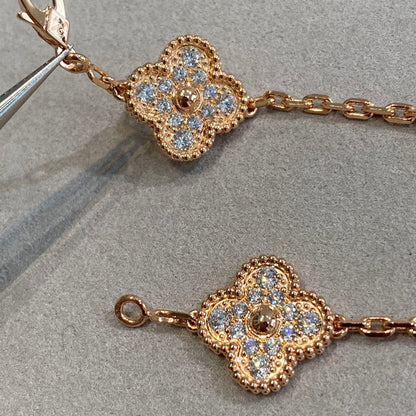 [Vera  Jewelry]LUCKY CLOVER 5-MOTIF BRACELET - FULL-DIAMOND