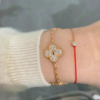 [Vera  Jewelry]LUCKY CLOVER 5-MOTIF BRACELET - FULL-DIAMOND