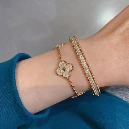 [Vera  Jewelry]LUCKY CLOVER 5-MOTIF BRACELET - FULL-DIAMOND