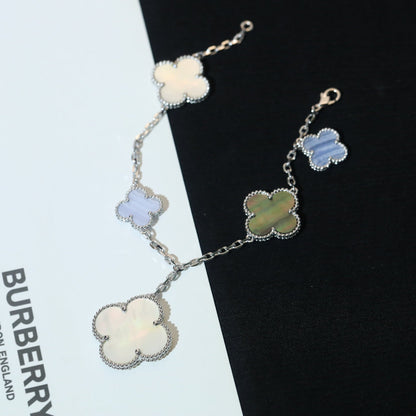 [Vera Jewelry]CLOVER BRACELET 5 MOTIFS MOP CHALCEDONY SILVER