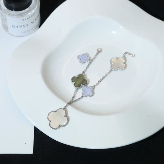[Vera Jewelry]CLOVER BRACELET 5 MOTIFS MOP CHALCEDONY SILVER