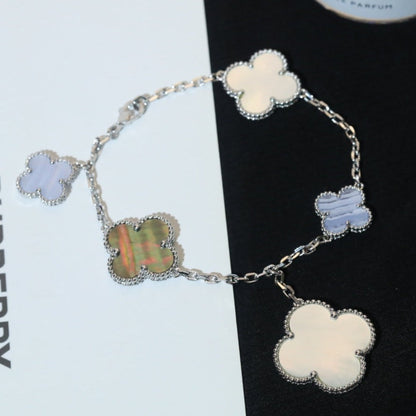 [Vera Jewelry]CLOVER BRACELET 5 MOTIFS MOP CHALCEDONY SILVER
