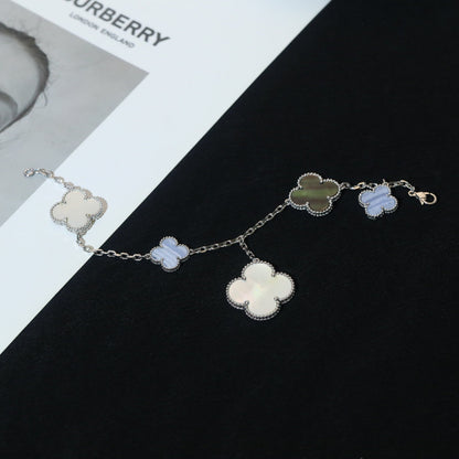 [Vera Jewelry]CLOVER BRACELET 5 MOTIFS MOP CHALCEDONY SILVER