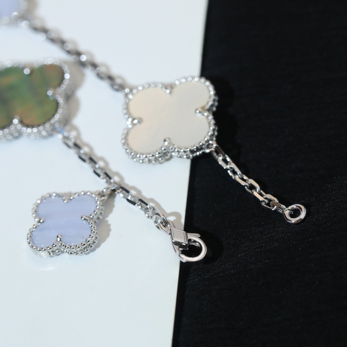 [Vera Jewelry]CLOVER BRACELET 5 MOTIFS MOP CHALCEDONY SILVER