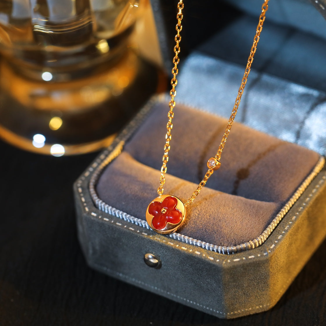 [Vera  Jewelry]SUN PEDANT PINK GOLD 1 DIAMOND NECKLACE