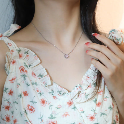 [Vera Jewelry]SUN PEDANT PINK GOLD 1 DIAMOND NECKLACE