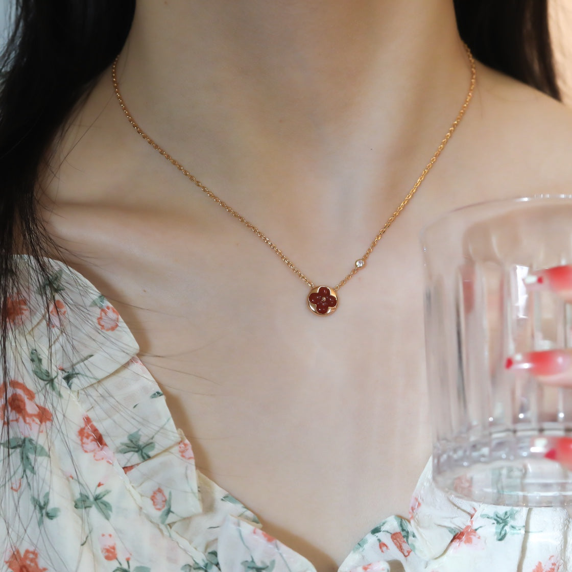 [Vera Jewelry]SUN PEDANT PINK GOLD 1 DIAMOND NECKLACE