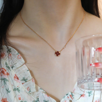 [Vera Jewelry]SUN PEDANT PINK GOLD 1 DIAMOND NECKLACE