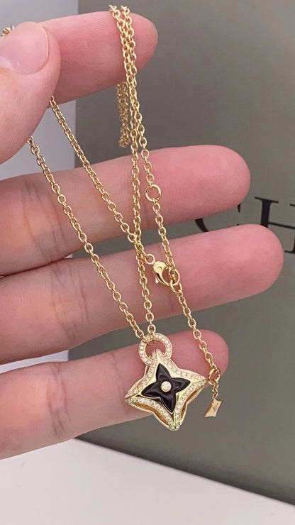 [Vera  Jewelry]STAR PEDANT PINK GOLD DIAMOND NECKLACE