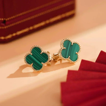 [Vera  Jewelry]CLOVER MEDIUM 1 MOTIFS MALACHITE  EARRINGS
