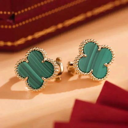 [Vera  Jewelry]CLOVER MEDIUM 1 MOTIFS MALACHITE  EARRINGS