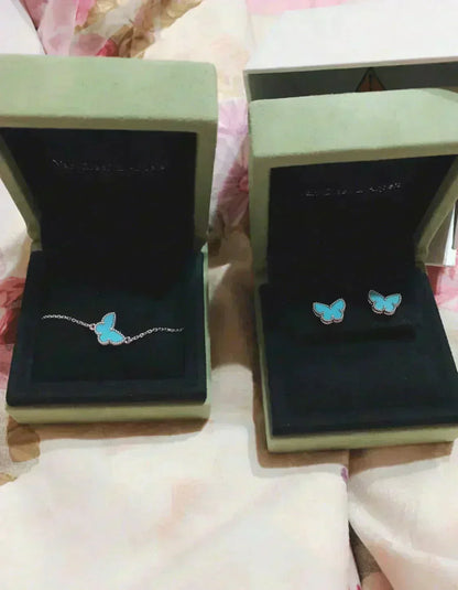 [Vera Jewelry]BUTTERFLY TURQUOISE EARRINGS SILVER