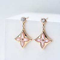 [Vera Jewelry]DOUBLE STAR PINK GOLD MOP DROP EARRINGS