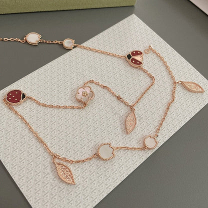 [Vera Jewelry]LUCKY SPRING 15 MOTIFS ROSE GOLD NECKLACE
